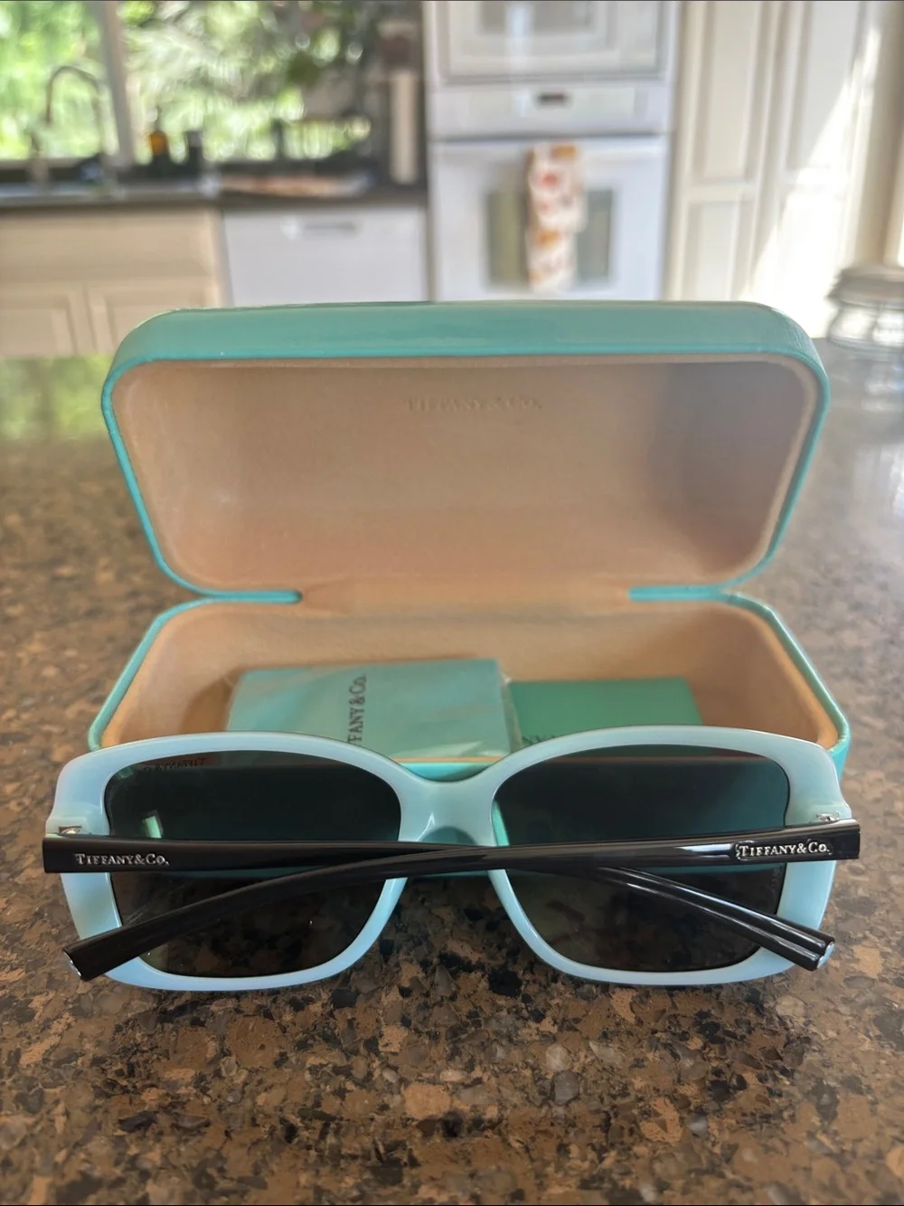 Tiffany & Co. Black Sunglasses with Tiffany Blue Case, and dust bag